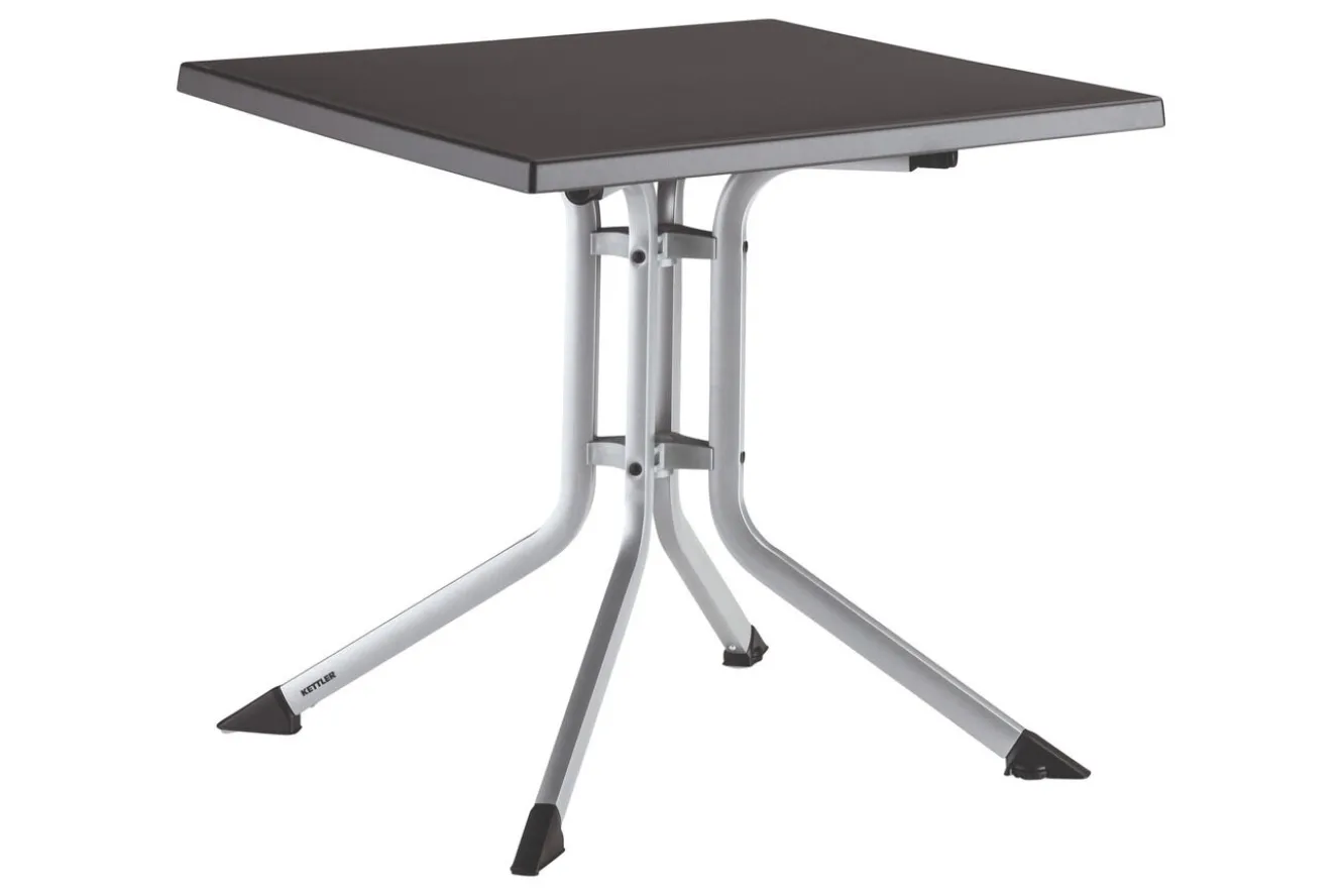 KETTLER BasicPlus Pro Balkon-Set, silber/anthrazit, Aluminium/KETTALUX/Textilene, Tisch 70 x 70 cm, 2 Klappstühle