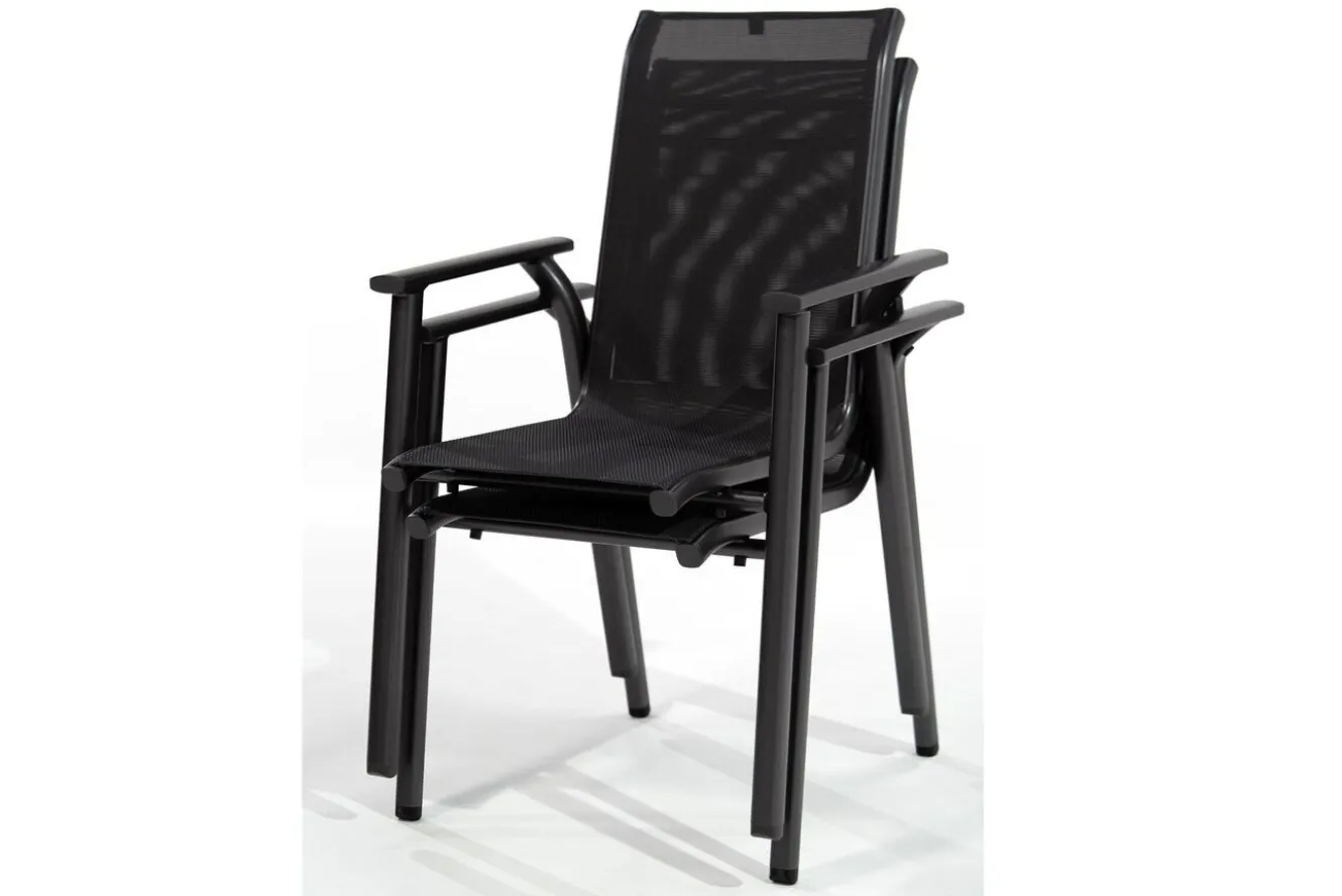 KETTLER BasicPlus Pro Balkon-Set, anthrazit, Aluminium/Textilene/KETTALUX, 80 x 80 cm, 2 Stapelstühle