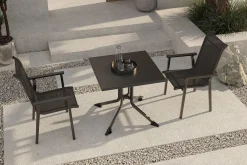 KETTLER BasicPlus Pro Balkon-Set, anthrazit, Aluminium/Textilene/KETTALUX, 80 x 80 cm, 2 Stapelstühle