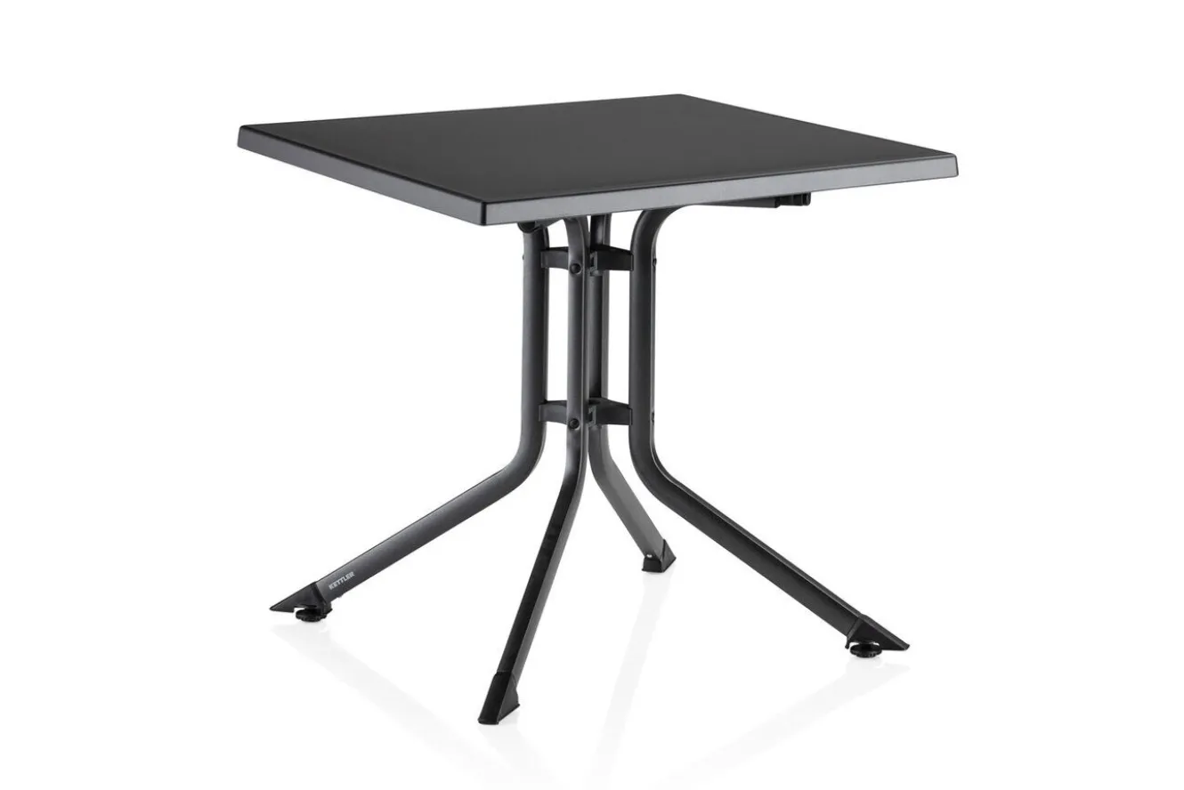 KETTLER BasicPlus Pro Balkon-Set, anthrazit, Aluminium/Textilene/KETTALUX, 80 x 80 cm, 2 Stapelstühle