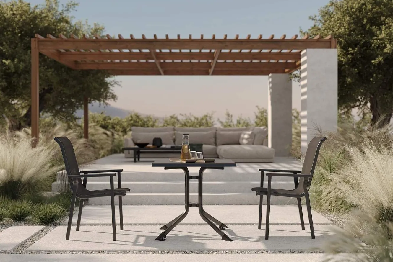 KETTLER BasicPlus Pro Balkon-Set, anthrazit, Aluminium/Textilene/KETTALUX, 80 x 80 cm, 2 Stapelstühle