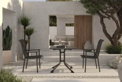 KETTLER BasicPlus Pro Balkon-Set, anthrazit, Aluminium/Textilene/KETTALUX, 80 x 80 cm, 2 Stapelstühle