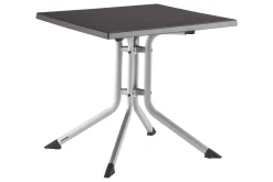 KETTLER BasicPlus Pro Balkon-Set, silber/anthrazit, Aluminium/KETTALUX/Textilene, Tisch 70 x 70 cm, 2 Stapelsessel