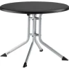 KETTLER BasicPlus Pro Balkon-Set, silber/anthrazit, Aluminium/Textilene/KETTALUX, Tisch Ø 70 cm, klappbar, 2 Stapelsessel