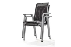 KETTLER BasicPlus Pro Balkon-Set, silber/anthrazit, Aluminium/Textilene/KETTALUX, Tisch Ø 70 cm, klappbar, 2 Stapelsessel