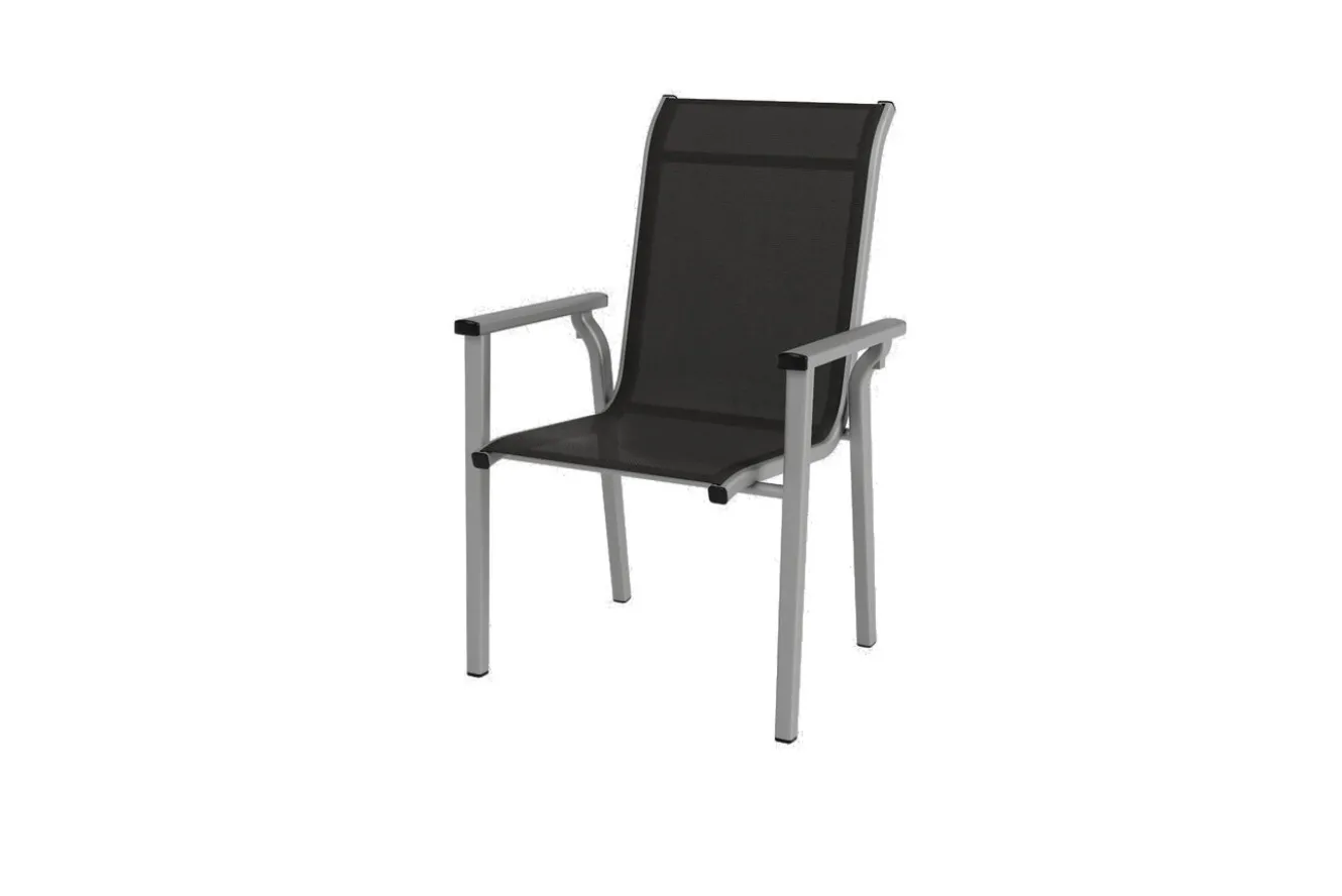 KETTLER BasicPlus Pro Balkon-Set, silber/anthrazit, Aluminium/Textilene/KETTALUX, Tisch Ø 70 cm, klappbar, 2 Stapelsessel