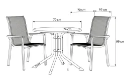 KETTLER BasicPlus Pro Balkon-Set, anthrazit, Aluminium/KETTALUX/Textilene, Tisch Ø 70 cm, rund, 2 Stapelsessel