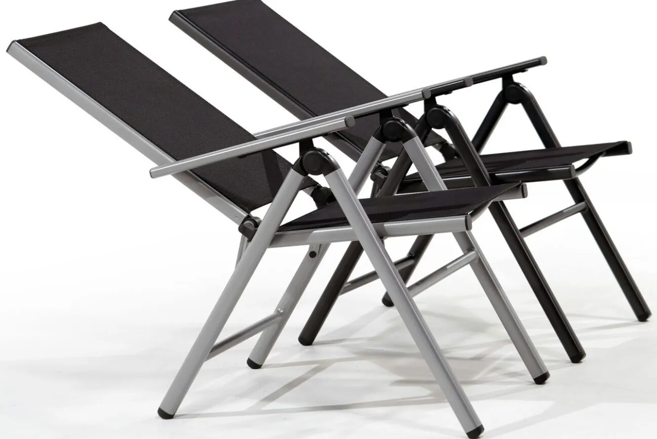 KETTLER BasicPlus Pro Balkon-Set, anthrazit, Alu/Textilene, Tischplatte klappbar 80 x 80 cm, 2 Klappstühle, geeignet für Balkone