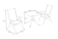 KETTLER BasicPlus Pro Balkon-Set, anthrazit, Alu/Textilene, Tischplatte klappbar 80 x 80 cm, 2 Klappstühle, geeignet für Balkone