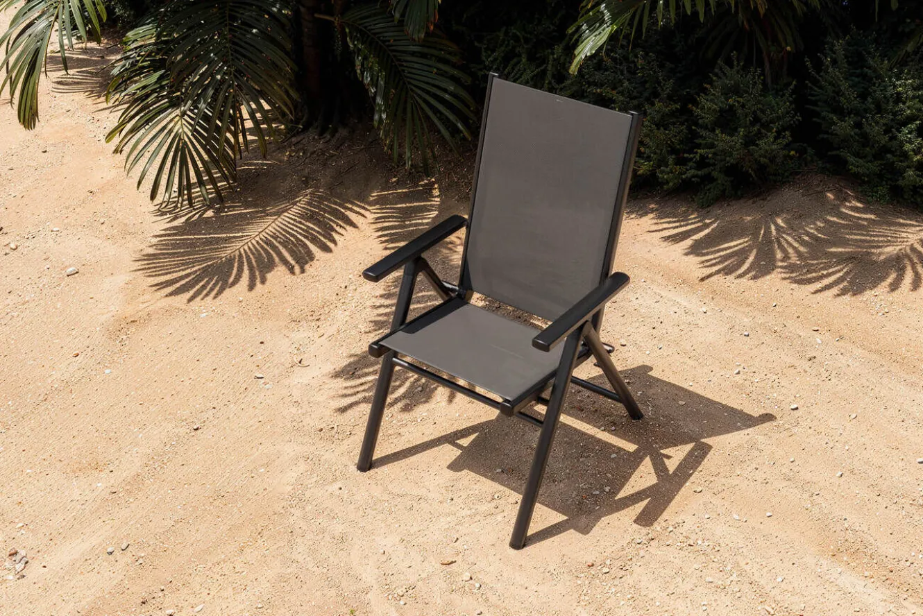KETTLER BasicPlus Pro Balkon-Set, anthrazit, Alu/Textilene, Ø100 x 74 cm, 2 Klappstühle, geeignet für Balkone