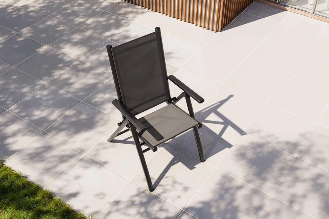 KETTLER BasicPlus Pro Balkon-Set, anthrazit, Alu/Textilene, Ø100 x 74 cm, 2 Klappstühle, geeignet für Balkone