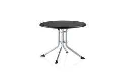 KETTLER BasicPlus Pro Balkon-Set, silber/anthrazit, Alu/Textilene, Tisch Ø100 cm, 2 Klappstühle