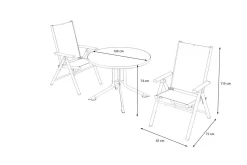 KETTLER BasicPlus Pro Balkon-Set, silber/anthrazit, Alu/Textilene, Tisch Ø100 cm, 2 Klappstühle