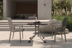 KETTLER BasicPlus Pro Balkon-Set, silber/anthrazit, Alu/Textilene, Klapptisch eckig 80 x 80 cm, 2 Stapelsessel