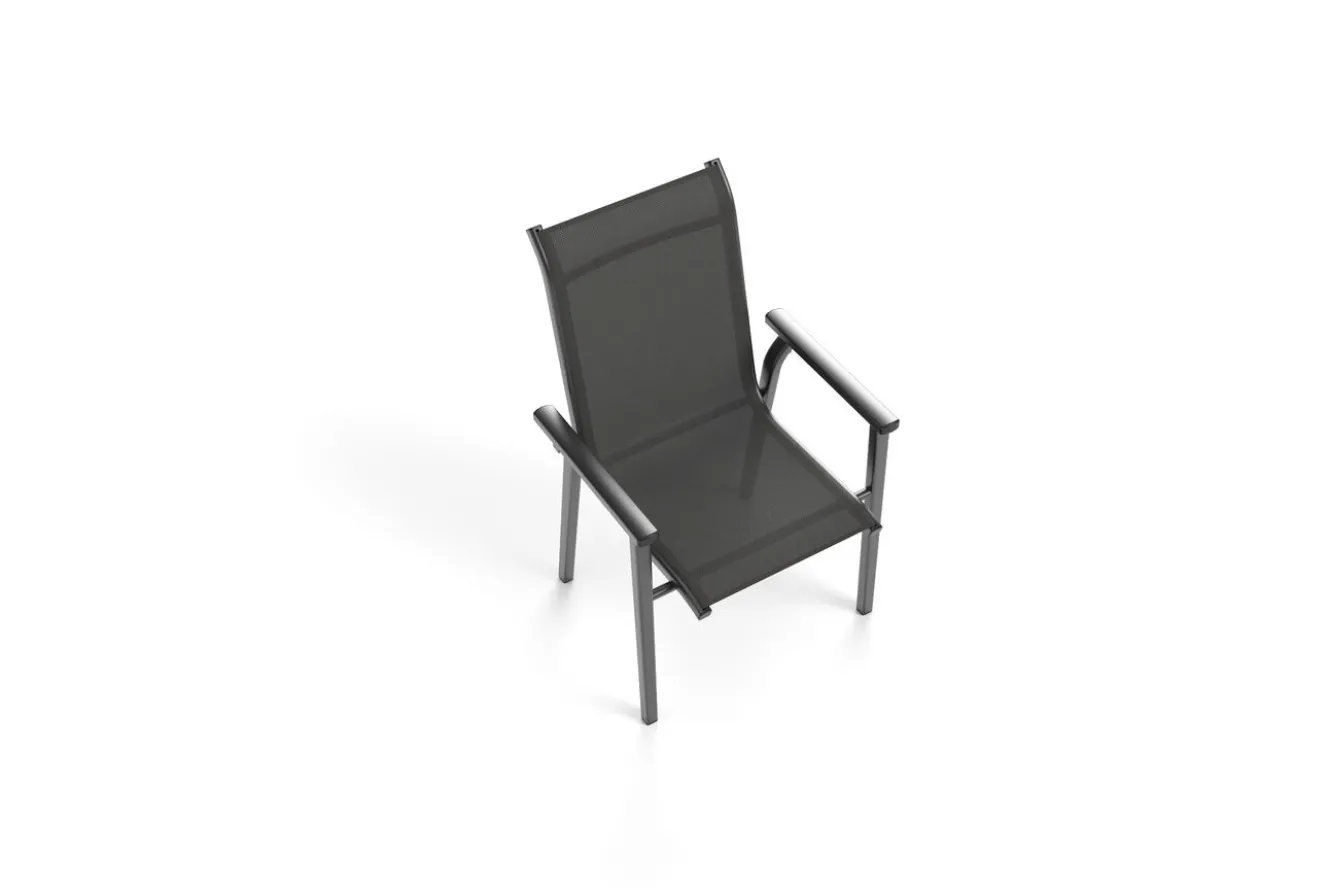 KETTLER BasicPlus Pro Garten-Essgruppe, anthrazit, Alu/Textilene/Spraystone, Tisch 180/280 x 100 cm, 8 Stapelsessel
