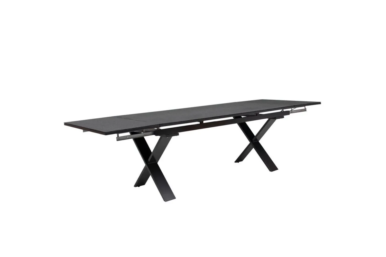 KETTLER BasicPlus Pro Garten-Essgruppe, anthrazit, Alu/Textilene/Spraystone, Tisch 180/280 x 100 cm, 8 Stapelsessel