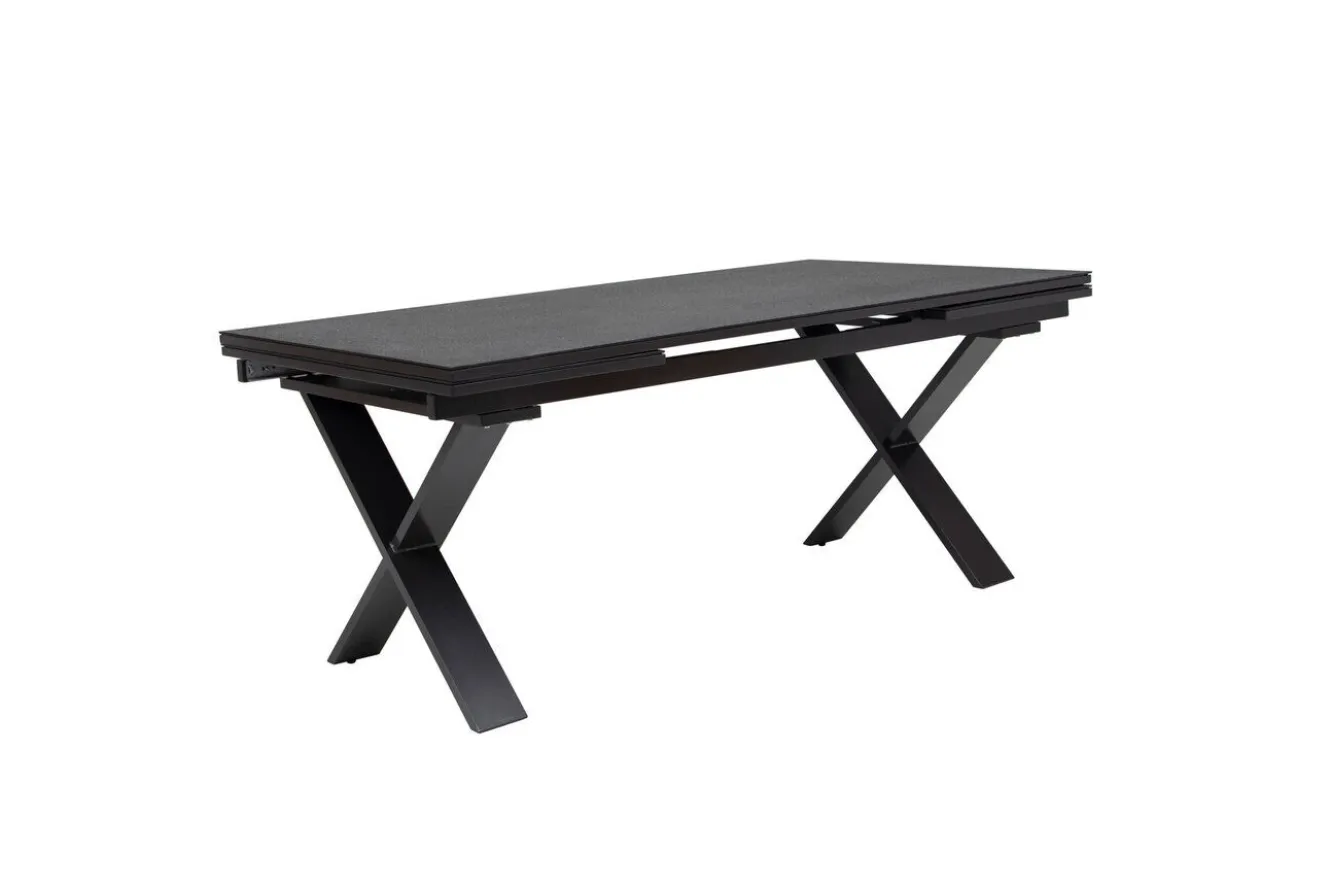KETTLER BasicPlus Pro Garten-Essgruppe, anthrazit, Alu/Textilene/Spraystone, Tisch 180/280 x 100 cm, 8 Stapelsessel
