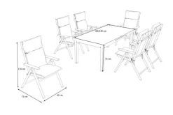 KETTLER BasicPlus Pro Garten-Essgruppe, anthrazit, Alu/Textilene/Glas, Tisch ausziehbar 180/240 cm, 6 Klappstühle inkl. Auflagen