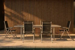 KETTLER BasicPlus Pro Garten-Essgruppe, 6 Personen, ausziehbarer Tisch 180–240 cm, Aluminium/Textilene, Exklusivmodell