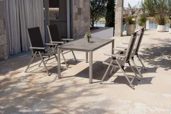 KETTLER BasicPlus Pro Garten-Essgruppe, silber/anthrazit, Alu/Textilene, 160 x 90 cm, 4 Klappstühle