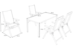 KETTLER BasicPlus Pro Garten-Essgruppe, silber/anthrazit, Alu/Textilene, 160 x 90 cm, 4 Klappstühle