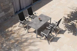KETTLER BasicPlus Pro Garten-Essgruppe, silber/anthrazit, Alu/Textilene, 160 x 90 cm, 4 Klappstühle
