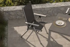KETTLER BasicPlus Pro Garten-Essgruppe, silber/anthrazit, Alu/Textilene, Tisch 160 x 95 cm, 6 Klappstühle
