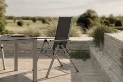 KETTLER BasicPlus Pro Garten-Essgruppe, silber/anthrazit, Alu/Textilene, Tisch 160 x 95 cm, 6 Klappstühle