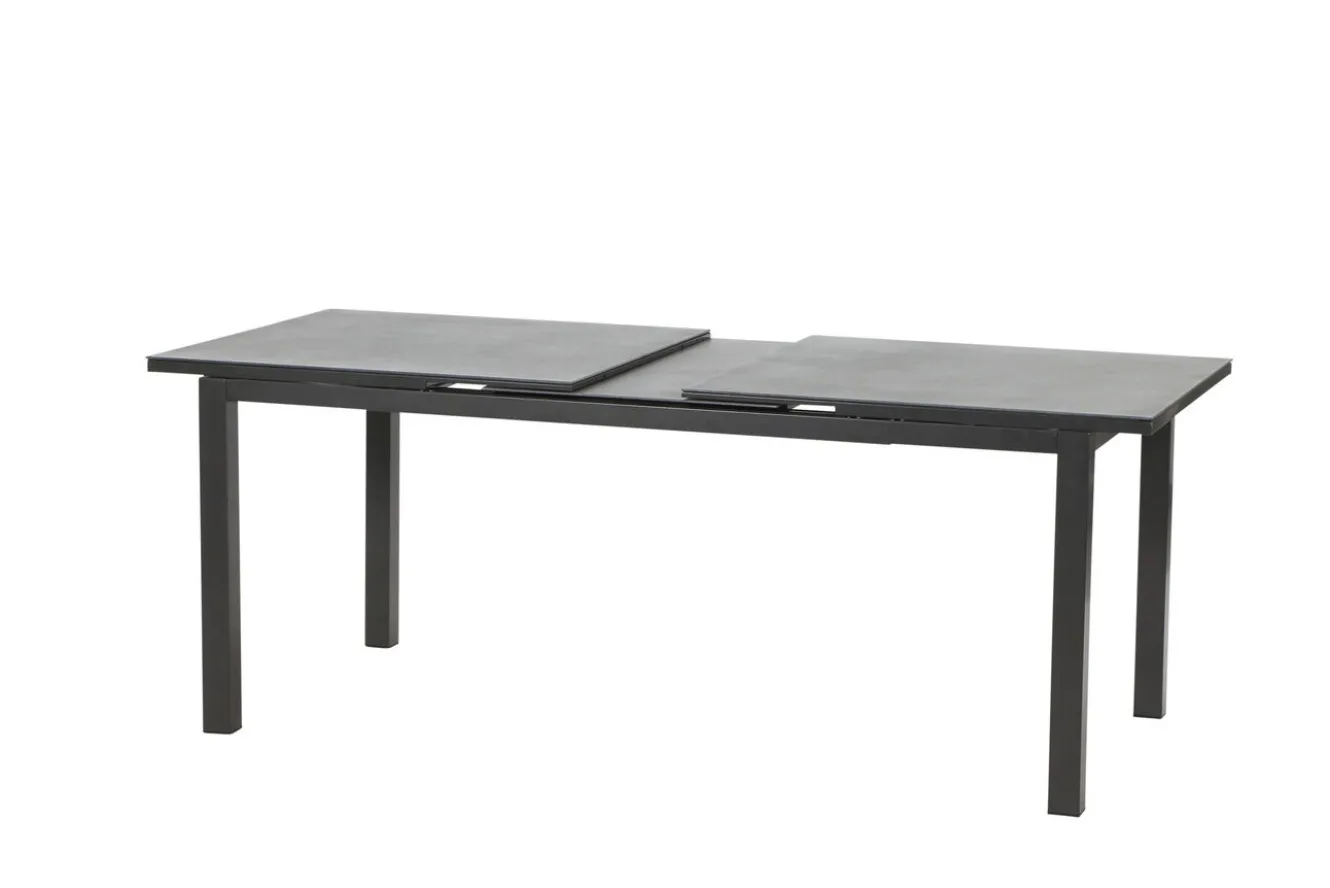 KETTLER BasicPlus Pro Garten-Essgruppe, anthrazit, Alu/Textilene/Spraystone, ausziehbare Tischplatte 180/240 x 100 cm, 6 Klappstühle