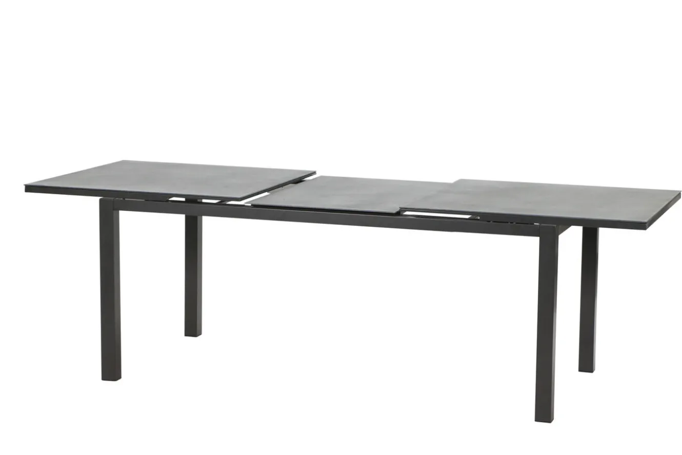 KETTLER BasicPlus Pro Garten-Essgruppe, anthrazit, Alu/Textilene/Spraystone, ausziehbare Tischplatte 180/240 x 100 cm, 6 Klappstühle