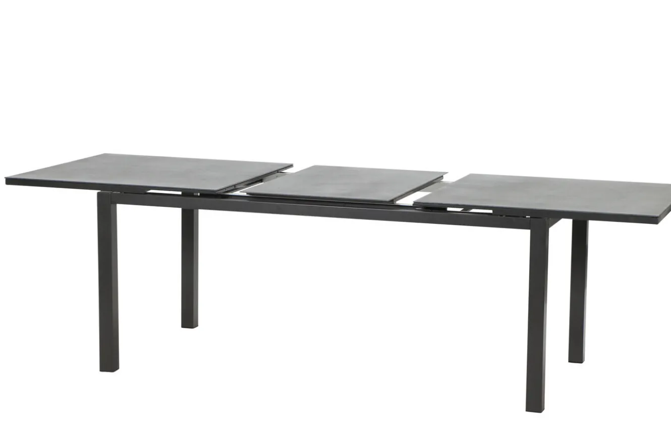 KETTLER BasicPlus Pro Garten-Essgruppe, anthrazit, Alu/Textilene/Spraystone, ausziehbare Tischplatte 180/240 x 100 cm, 6 Klappstühle