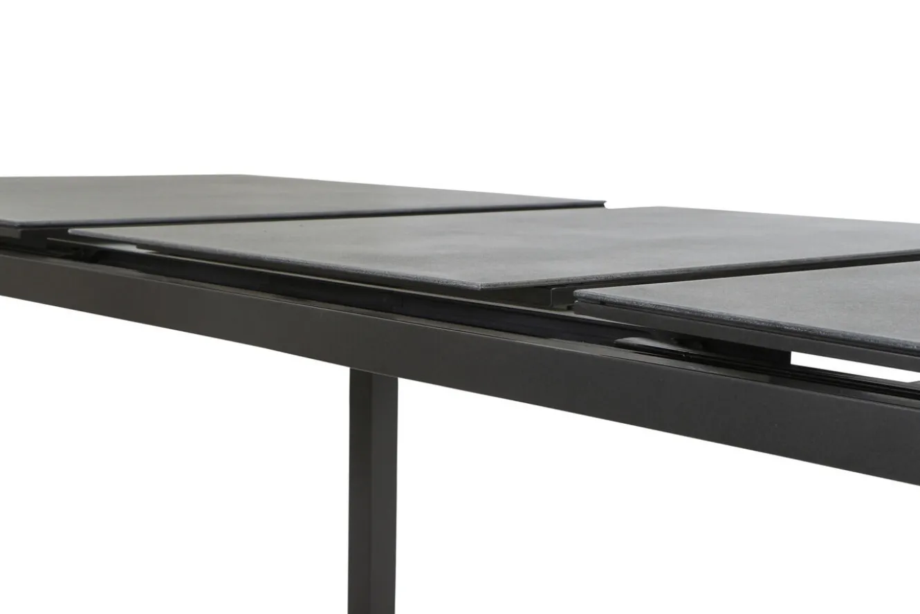 KETTLER BasicPlus Pro Garten-Essgruppe, anthrazit, Alu/Textilene/Spraystone, ausziehbare Tischplatte 180/240 x 100 cm, 6 Klappstühle