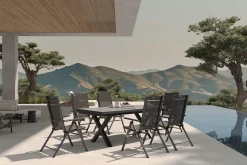 KETTLER BasicPlus Pro Garten-Essgruppe, 6 Personen, ausziehbarer Tisch 200–260 cm, Aluminium/Textilene