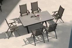 KETTLER BasicPlus Pro Garten-Essgruppe, 6 Personen, ausziehbarer Tisch 200–260 cm, Aluminium/Textilene