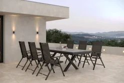 KETTLER BasicPlus Pro Garten-Essgruppe, 6 Personen, ausziehbarer Tisch 200–260 cm, Aluminium/Textilene