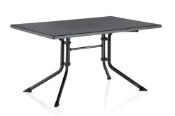 KETTLER BasicPlus Pro Garten-Essgruppe, silber/anthrazit, Alu/Textilene, Klapptisch 140 x 95 cm, 4 Stapelsessel