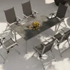 KETTLER BasicPlus Pro Garten-Essgruppe, silber/anthrazit, Alu/Textilene, 160 x 90 cm, 6 Klappstühle