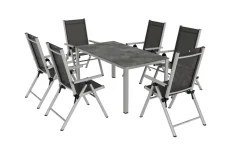 KETTLER BasicPlus Pro Garten-Essgruppe, silber/anthrazit, Alu/Textilene, 160 x 90 cm, 6 Klappstühle