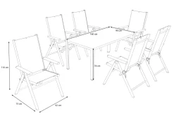 KETTLER BasicPlus Pro Garten-Essgruppe, silber/anthrazit, Alu/Textilene, 160 x 90 cm, 6 Klappstühle