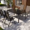 KETTLER BasicPlus Pro Garten-Essgruppe, anthrazit/silber, Alu/Textilene, 160 x 95 cm, 4 Klappstühle