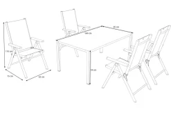 KETTLER BasicPlus Pro Garten-Essgruppe, anthrazit/silber, Alu/Textilene, 160 x 95 cm, 4 Klappstühle