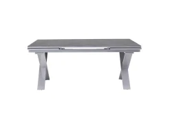 KETTLER BasicPlus Pro Garten-Essgruppe, silber/anthrazit, Alu/Textilene, ausziehbarer Tisch 180/280 x 100 cm, 8 Stapelsessel