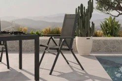 KETTLER BasicPlus Pro Garten-Essgruppe, anthrazit, Alu/Textilene, Tisch 160 x 95 cm, 4 Klappstühle