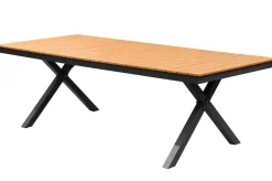 KETTLER BasicPlus Pro Garten-Essgruppe mit LED-Beleuchtung, anthrazit/natur, Alu/Holzimitat, 240 x 100 cm, 6 Klappstühle