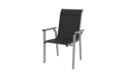 KETTLER BasicPlus Pro Garten-Essgruppe, silber/anthrazit, Alu/Textilene, Esstisch 160 x 95 cm, 6 Stapelsessel