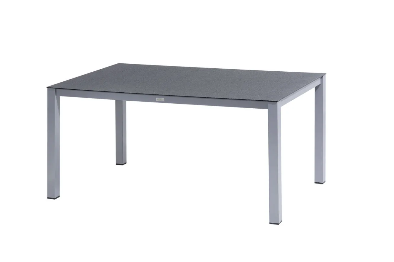 KETTLER BasicPlus Pro Garten-Essgruppe, silber/anthrazit, Alu/Textilene, Esstisch 160 x 95 cm, 6 Stapelsessel