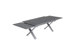 KETTLER BasicPlus Pro Garten-Essgruppe, silber/anthrazit, Alu/Polyester/Spraystone, 180/280 x 100 cm, 6 Stapelsessel, inkl. Auflagen