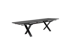 KETTLER BasicPlus Pro Garten-Essgruppe, anthrazit/bordeaux, Alu/Polyester/Spraystone, 180/280 x 100 cm, 6 Stapelsessel, Polster inklusive