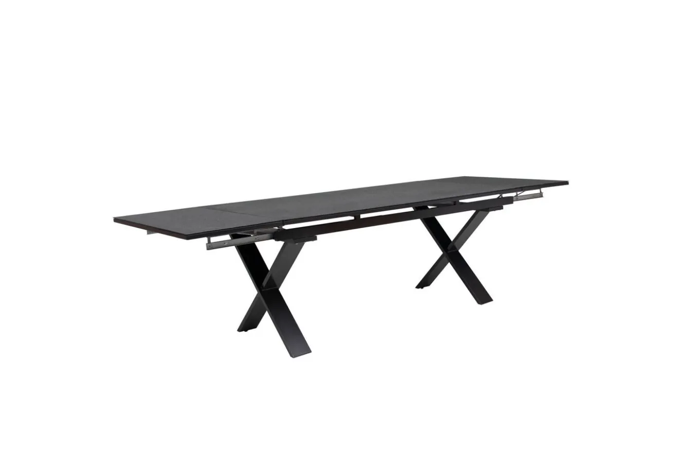 KETTLER BasicPlus Pro Garten-Essgruppe, anthrazit, Aluminium/Spraystone/Polyester, 180/280 x 100 cm, 6 Stapelsessel, inkl. Auflagen