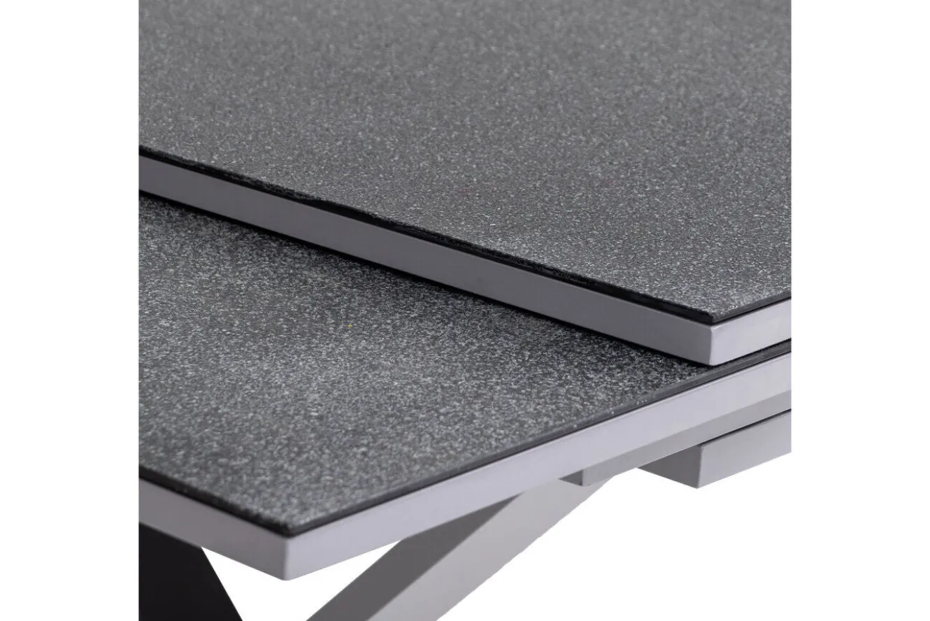 KETTLER BasicPlus Pro Garten-Essgruppe, silber/anthrazit, Alu/Textilene, ausziehbarer Tisch 180/280 x 100 cm, 6 Stapelsessel